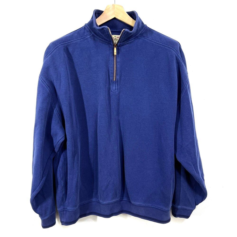 Tommy Bahamas Sweatshirt Mens Large Purple Quarter Zip Long Sleeves Classic Logo
